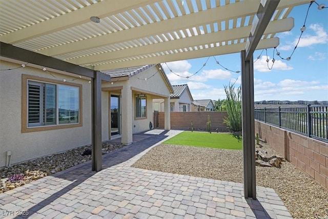 3096 Beaux Art Ave, Henderson, NV 89044 - fenced backyard with a pergola and a patio area