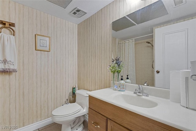 3815 Atlantis St, Las Vegas, NV 89121 - full bathroom featuring vanity, toilet, tile patterned floors, and a shower with curtain