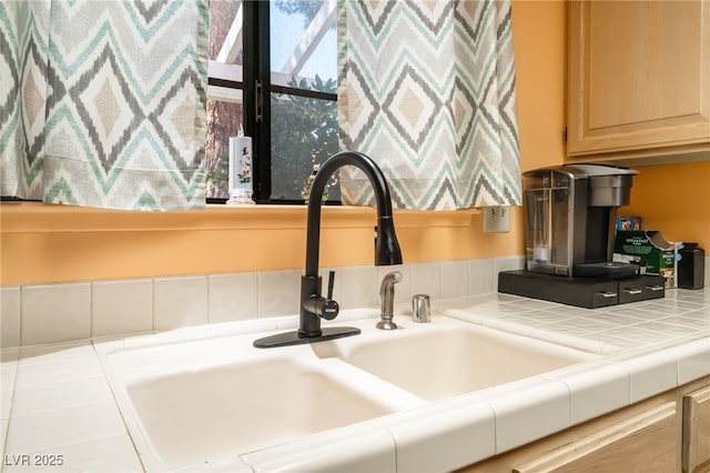 2851 S Valley View Blvd Unit 1071, Las Vegas, NV 89102 - kitchen view of tile countertops, a sink, and light brown cabinets
