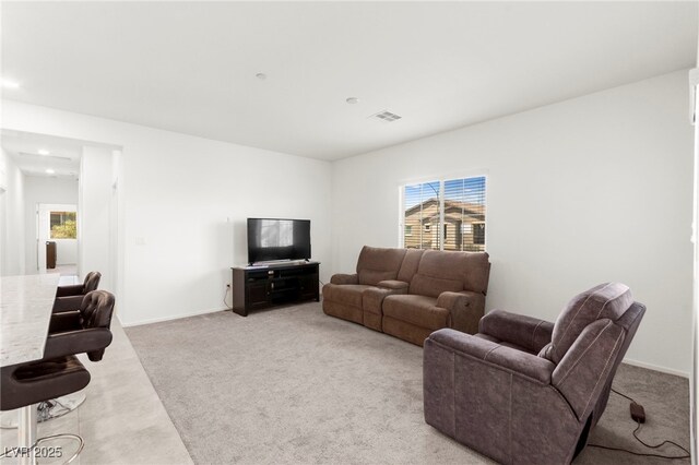 2495 Sunflower Days Ave Unit 2052, North Las Vegas, NV 89031 - living area featuring light carpet, recessed lighting, and baseboards