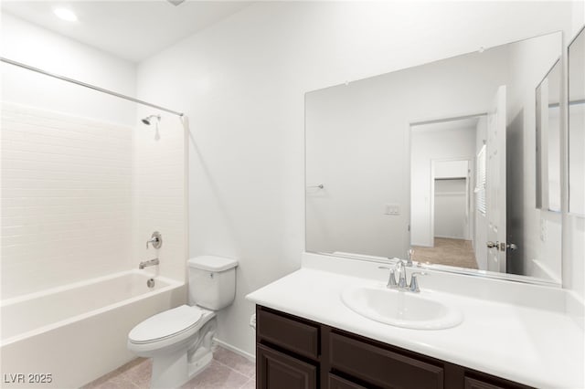 2495 Sunflower Days Ave Unit 2052, North Las Vegas, NV 89031 - bathroom featuring toilet, shower / bath combination, vanity, tile patterned flooring, and baseboards