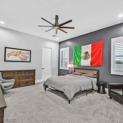 5400 Mello Ave, Las Vegas, NV 89131 - bedroom with carpet floors, recessed lighting, and ceiling fan