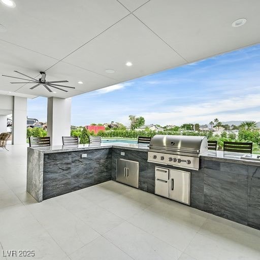 5400 Mello Ave, Las Vegas, NV 89131 - view of patio featuring an outdoor kitchen and ceiling fan