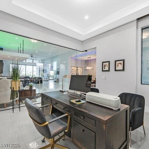 5400 Mello Ave, Las Vegas, NV 89131 - home office with recessed lighting and a raised ceiling