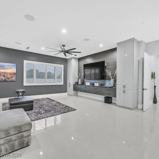 5400 Mello Ave, Las Vegas, NV 89131 - living room featuring a ceiling fan and recessed lighting