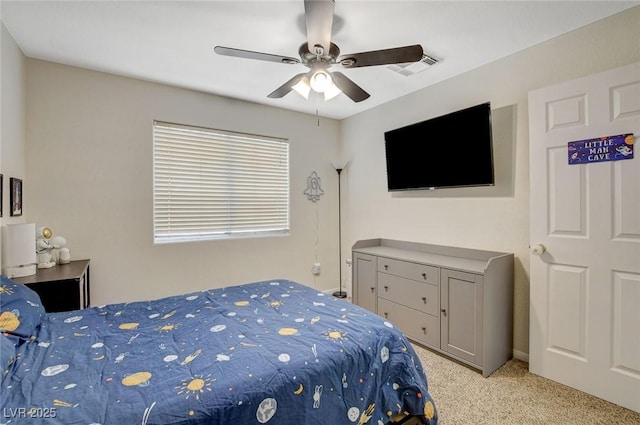 10988 Salernes St, Las Vegas, NV 89141 - bedroom with light colored carpet and a ceiling fan