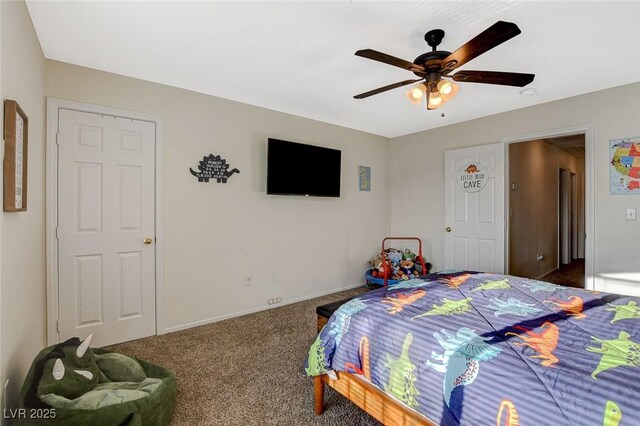 10988 Salernes St, Las Vegas, NV 89141 - carpeted bedroom featuring baseboards and a ceiling fan