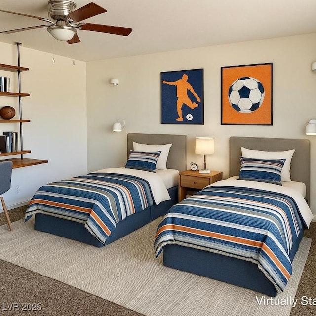 1921 Moonlight Bluff Ave, North Las Vegas, NV 89084 - carpeted bedroom with a ceiling fan