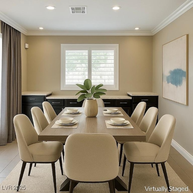 1921 Moonlight Bluff Ave, North Las Vegas, NV 89084 - dining space featuring crown molding and recessed lighting