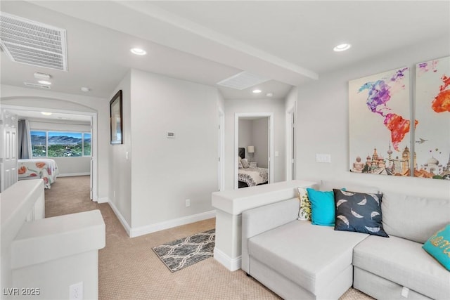 5889 Thistle Meadow Ave, Las Vegas, NV 89139 - living room with light carpet and recessed lighting