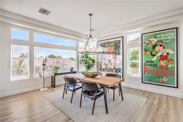 3028 Treesdale Dr, Las Vegas, NV 89134 - dining room with plenty of natural light, a chandelier, baseboards, and light wood-style floors