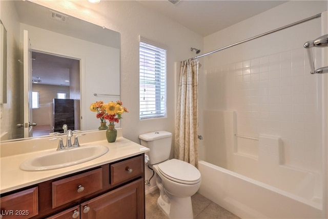 10353 Yew Blossom Ave, Las Vegas, NV 89166 - full bath with vanity, shower / bath combo, tile patterned floors, and toilet