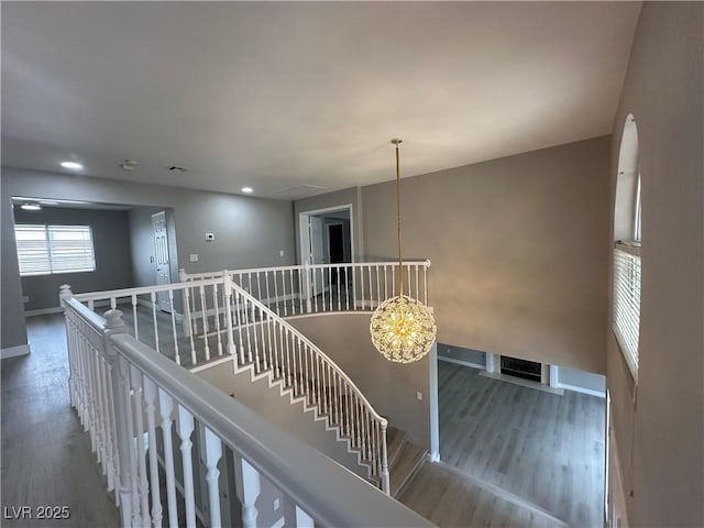 3340 Shallow Pond Dr, Las Vegas, NV 89117 - stairs featuring wood finished floors, baseboards, and recessed lighting