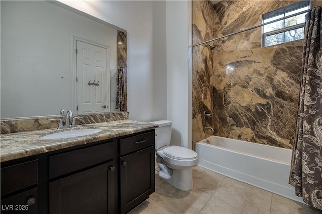 8 Laricola Ct, Henderson, NV 89011 - full bathroom with shower / bathtub combination with curtain, vanity, toilet, and tile patterned flooring