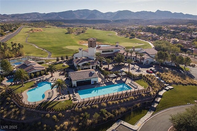 8 Laricola Ct, Henderson, NV 89011 - view of property location featuring a pool area, a mountainous background, and a local golf course