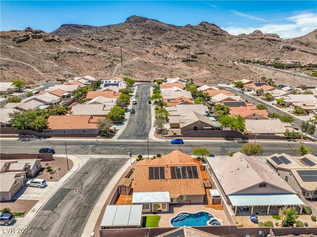 1044 Spanish Needle St, Henderson, NV 89002 - aerial view of residential area featuring mountains and a pool
