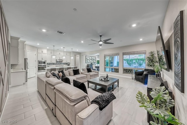 101 Mirage View Dr, Henderson, NV 89011 - living area with recessed lighting and a ceiling fan