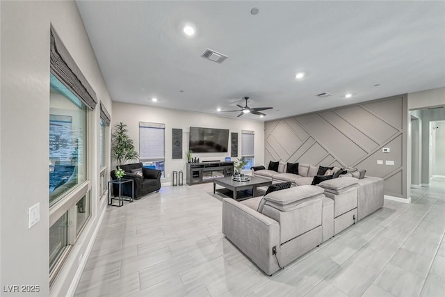 101 Mirage View Dr, Henderson, NV 89011 - living area with ceiling fan, recessed lighting, and baseboards