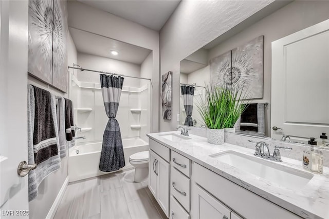101 Mirage View Dr, Henderson, NV 89011 - full bathroom with toilet, double vanity, and shower / tub combo