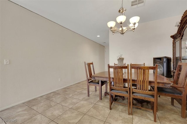2117 Leatherbridge Ct, North Las Vegas, NV 89081 - dining room with a chandelier, light tile patterned flooring, and recessed lighting