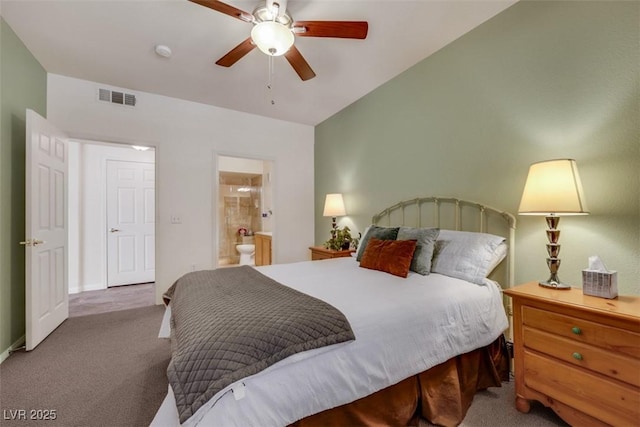 10001 Peace Way Unit 1250, Las Vegas, NV 89147 - carpeted bedroom with baseboards, ensuite bathroom, and ceiling fan