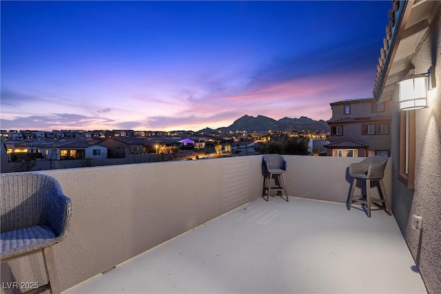 2367 Ridgeline Wash St, Las Vegas, NV 89138 - view of patio featuring a balcony, a residential view, and a mountain view
