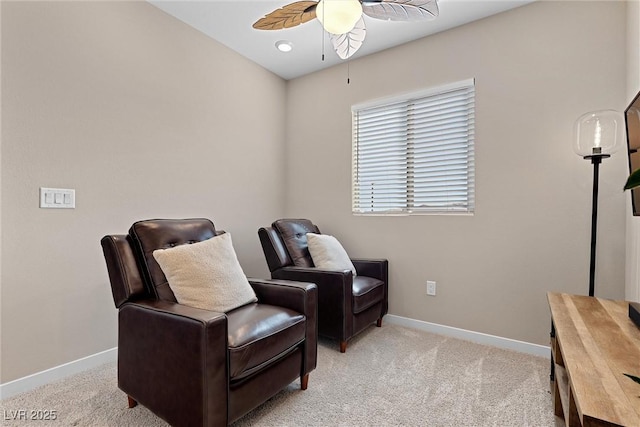 2367 Ridgeline Wash St, Las Vegas, NV 89138 - sitting room with a ceiling fan, baseboards, and light carpet
