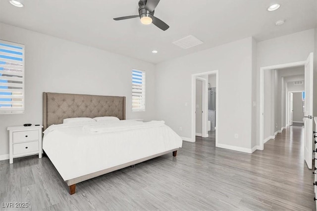 11856 Barona Mesa Ave, Las Vegas, NV 89138 - bedroom featuring wood finished floors, recessed lighting, and a ceiling fan