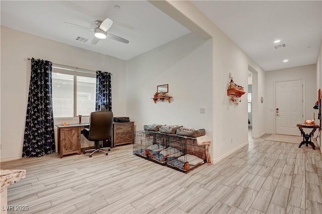 505 Sterling Falls Ave, Henderson, NV 89011 - office featuring light wood-style floors, ceiling fan, baseboards, and recessed lighting