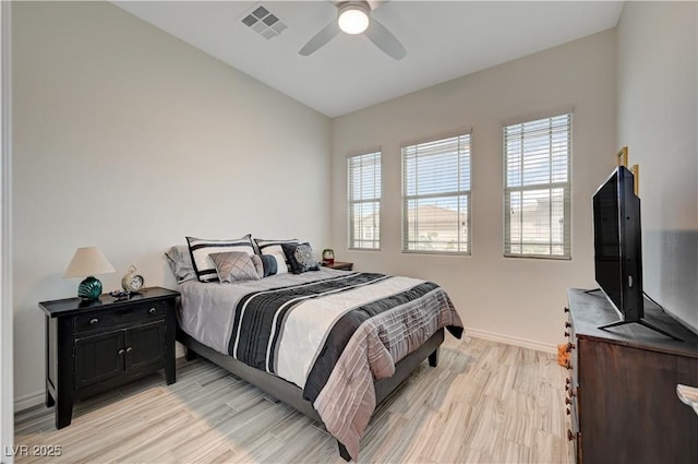 505 Sterling Falls Ave, Henderson, NV 89011 - bedroom featuring baseboards, light wood-type flooring, and ceiling fan