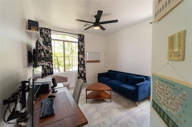 2021 Pelican Sky Beach Ave, North Las Vegas, NV 89081 - office space with a ceiling fan, plenty of natural light, and tile patterned floors