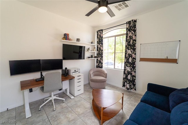 2021 Pelican Sky Beach Ave, North Las Vegas, NV 89081 - office with light tile patterned floors, ceiling fan, and baseboards