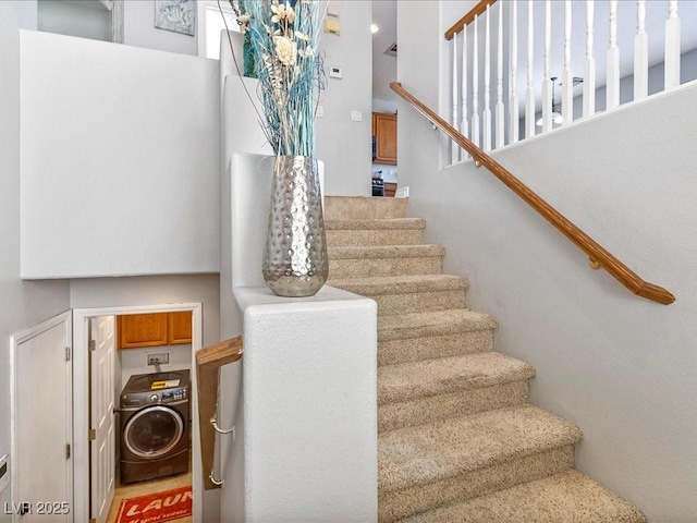 3040 Balcones Fault Ave, North Las Vegas, NV 89081 - staircase with washer / clothes dryer