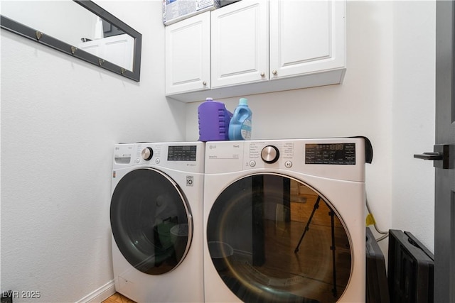 11134 Casala Ct, Las Vegas, NV 89141 - laundry room featuring cabinet space, washer and clothes dryer, and baseboards