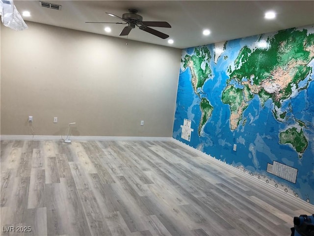 11134 Casala Ct, Las Vegas, NV 89141 - unfurnished room featuring recessed lighting, wood finished floors, a ceiling fan, and baseboards
