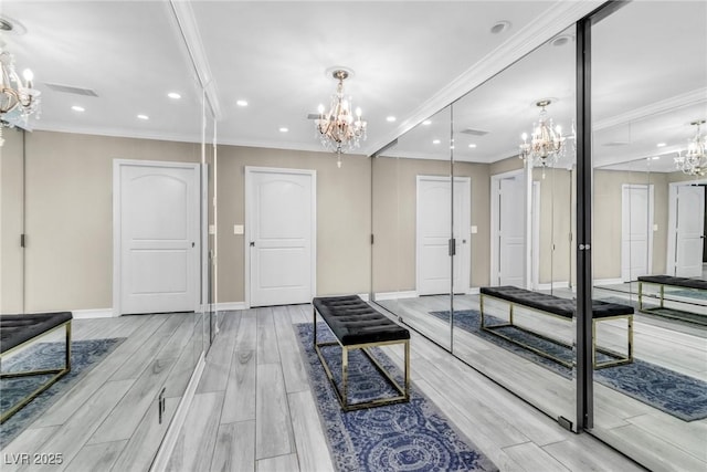 108 Quail Run Rd, Henderson, NV 89014 - interior space with a chandelier, baseboards, recessed lighting, ornamental molding, and wood tiled floors
