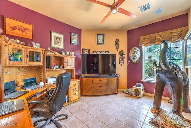 27 Via Paradiso St, Henderson, NV 89011 - office space featuring a ceiling fan, light tile patterned flooring, healthy amount of natural light, and baseboards