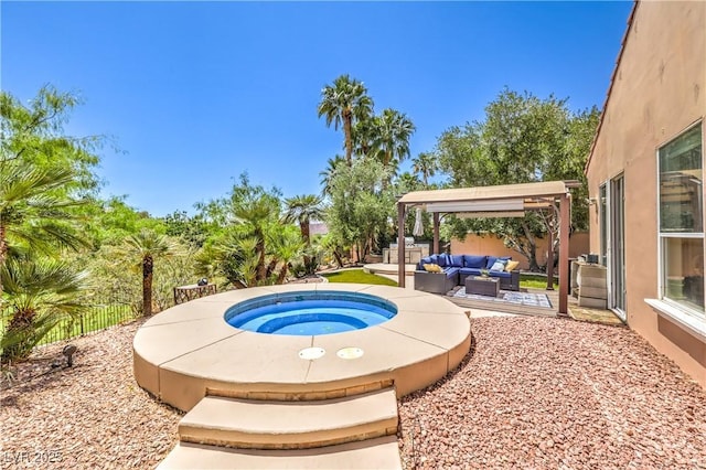 27 Via Paradiso St, Henderson, NV 89011 - view of swimming pool with an outdoor hangout area and an in-ground hot tub