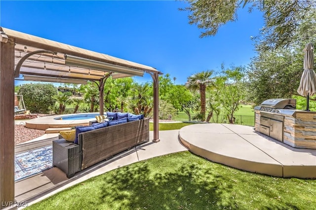 27 Via Paradiso St, Henderson, NV 89011 - view of patio with a hot tub and an outdoor living space