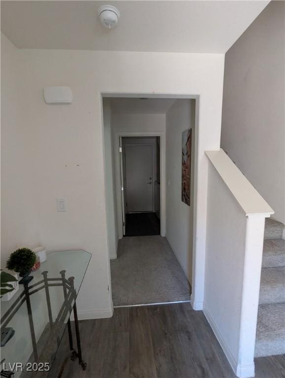 2629 Mocha Pearl Ct, North Las Vegas, NV 89086 - corridor with wood finished floors and stairs