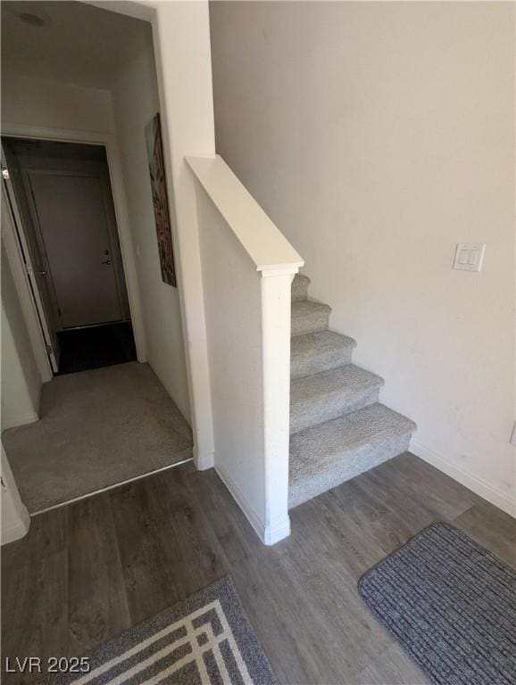 2629 Mocha Pearl Ct, North Las Vegas, NV 89086 - staircase with wood finished floors and baseboards