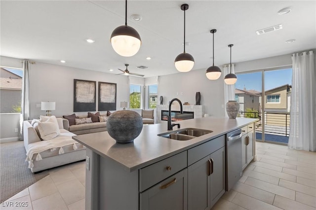 7983 Texas Hills St, Las Vegas, NV 89113 - kitchen with a sink, dishwasher, an island with sink, healthy amount of natural light, and recessed lighting