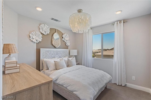 7983 Texas Hills St, Las Vegas, NV 89113 - bedroom featuring carpet floors, a chandelier, and baseboards