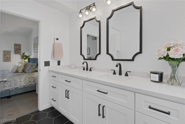 9428 Sierra Summit Ave, Las Vegas, NV 89134 - bathroom with double vanity, ensuite bath, and tile patterned floors