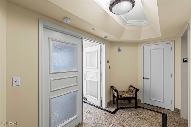 2777 Paradise Rd Unit 2302, Las Vegas, NV 89109 - hallway with a raised ceiling and baseboards