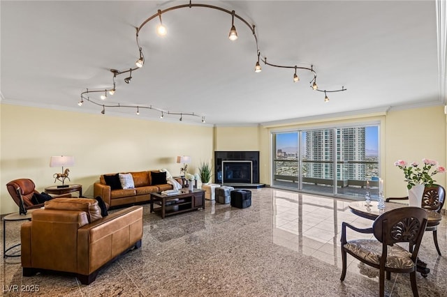 2777 Paradise Rd Unit 2302, Las Vegas, NV 89109 - living room with ornamental molding and granite tiled floors