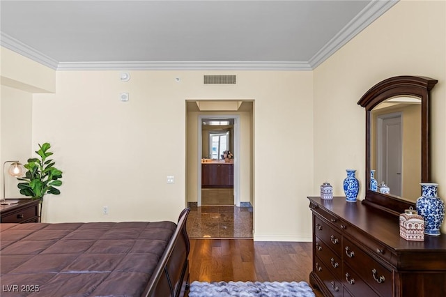 2777 Paradise Rd Unit 2302, Las Vegas, NV 89109 - bedroom with crown molding and dark wood-style floors