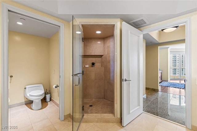 2777 Paradise Rd Unit 2302, Las Vegas, NV 89109 - full bathroom featuring a shower stall, recessed lighting, and tile patterned floors