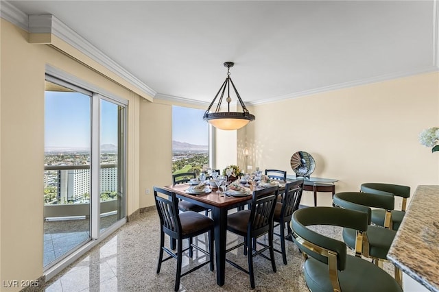 2777 Paradise Rd Unit 2302, Las Vegas, NV 89109 - dining space with crown molding and granite floors