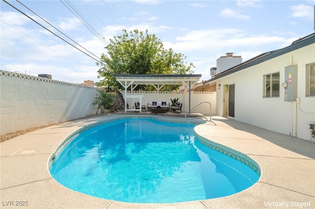 4301 Fortune Ave, Las Vegas, NV 89107 - view of swimming pool with a fenced backyard, a pergola, and a patio